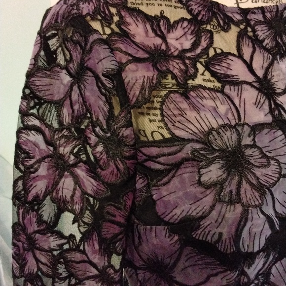Women's EUC Sheer/lined long sleeve purple/black floral dress by Milly size 4 - Picture 3 of 6